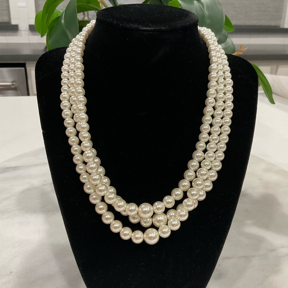 Charter Club Gold-Tone Imitation Pearl Triple-Row Choker NWOT